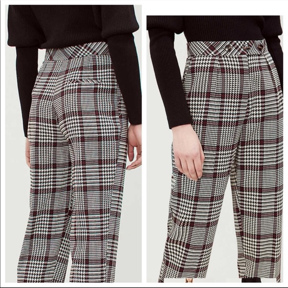 Topshop Plaid Work Pants - High Waisted - Picture 2 of 5